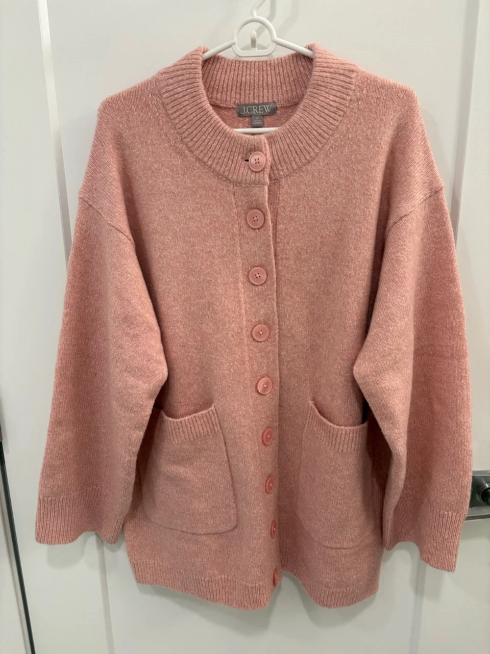 J.Crew Dusty Rose Oversized Milano Stitch Wool Alpaca Blend Cardigan Size Medium - Picture 2 of 16